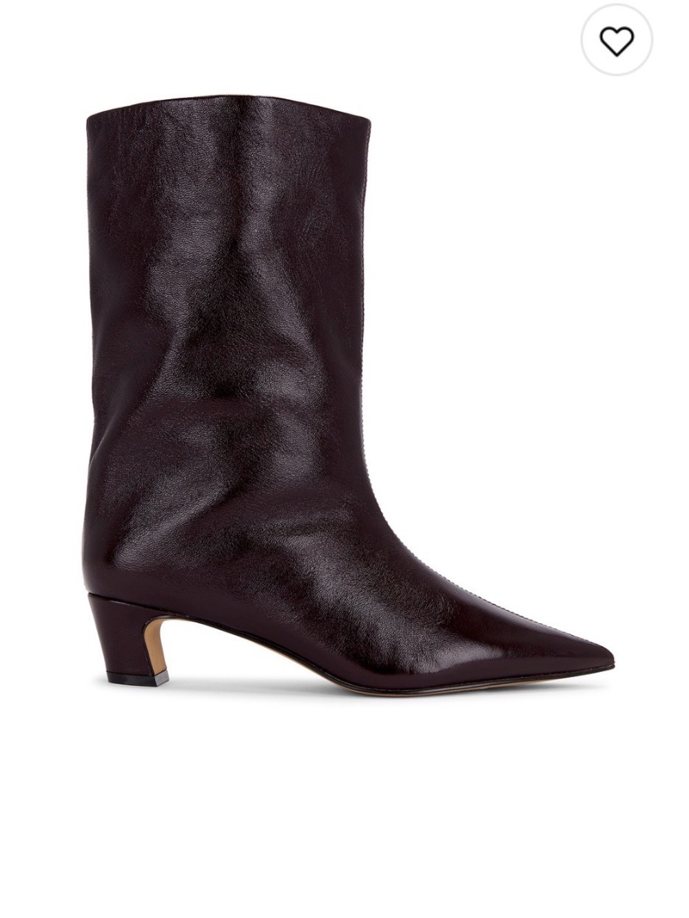Steve Madden Lytton- Pointed Mid-Calf Heeled Boot- burgundy patent leather